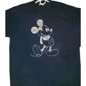 Vintage  Era Disney Long Sleeve Men T-Shirt XL Blk Cotton Crewneck Mickey Mouse